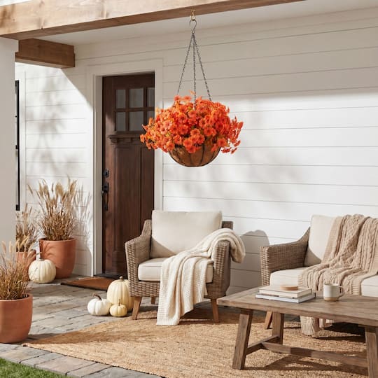 26" UV Resistant Autumn Artificial Daisy Fall Plant & Hanging Basket DIY Kit